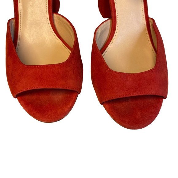 pelle moda pink/red Berlin Toe Block Heel Suede Ankle Strap Dress Sandals 7.5 - Picture 3 of 14